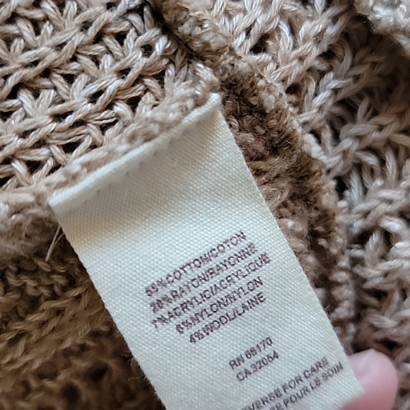 Free People Long Button Down Tan Caramel Waterfall Women Cardigan Sweater Size M - Picture 15 of 15